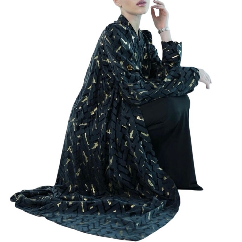 Marina Rinaldi Nero Dettato button down sheer metallic shirt dress maxi tunic L